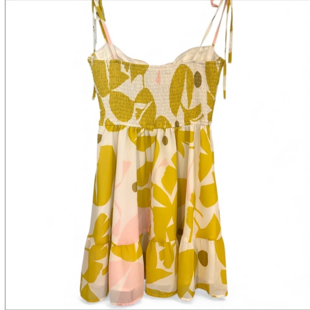 Hutch Anthropologie Smocked Corset Abstract Floral Mini Dress NWOT - Picture 2 of 4